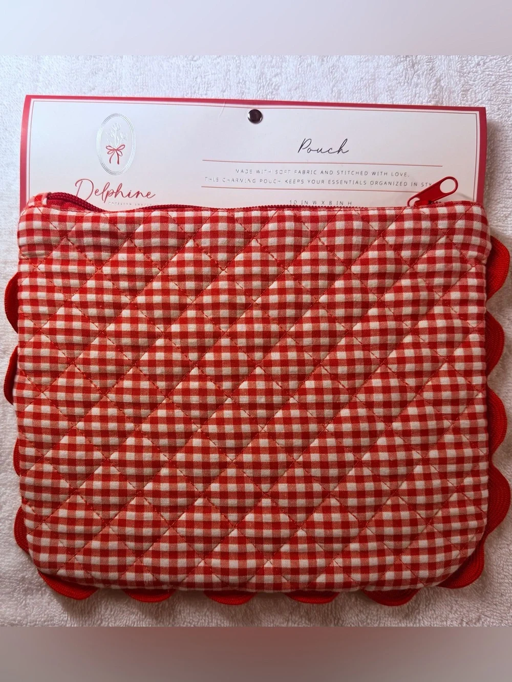 NWT: Red Gingham Quilted Pouch